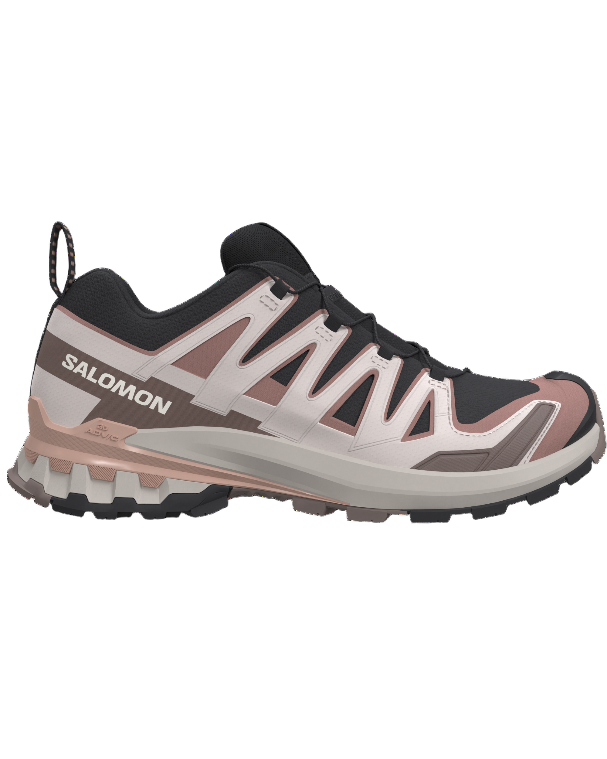 Salomon running shoe on a black background